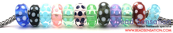 OOAK Trollbeads: Dots lineup on a bracelet